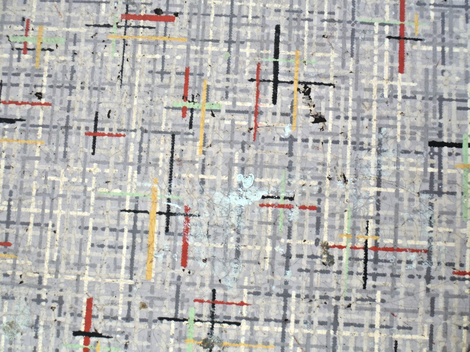 VTG~LINOLEUM FLOORING~LARGE PIECE~46″x66″~1950-60~MOVIE SET~MCM~GRAY GRID B