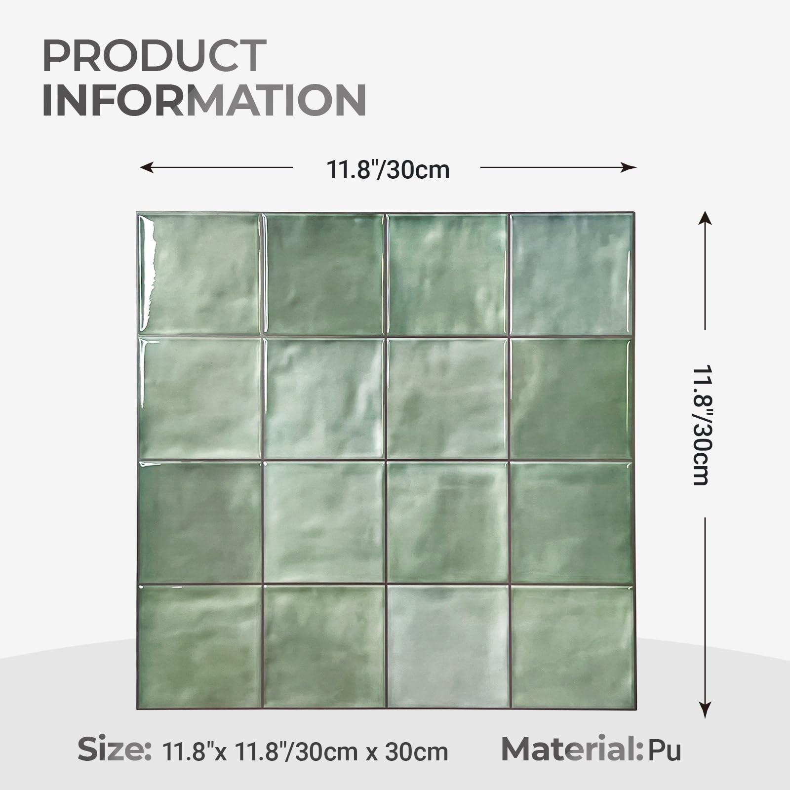 5 Pcs Peel and Stick Backsplash,3D Adhesive Wall Tiles-Spring Moss