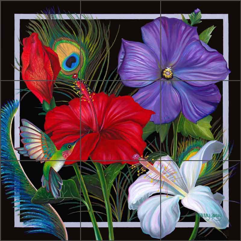 Tile Mural Backsplash Ceramic Jacey Hibiscus Tropical Floral Art CPA-NJ14055