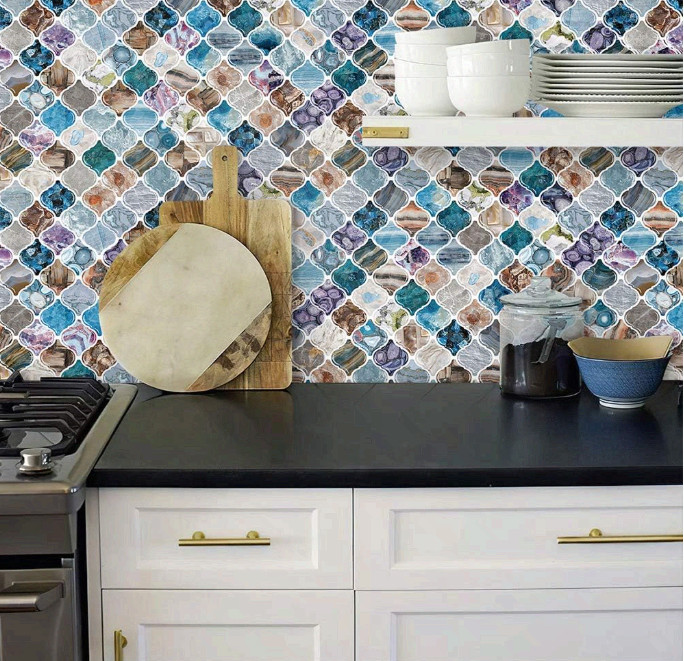 STICKGOO Arabesque Peel Stick Backsplash Tiles 12×12 10 Pack Multi