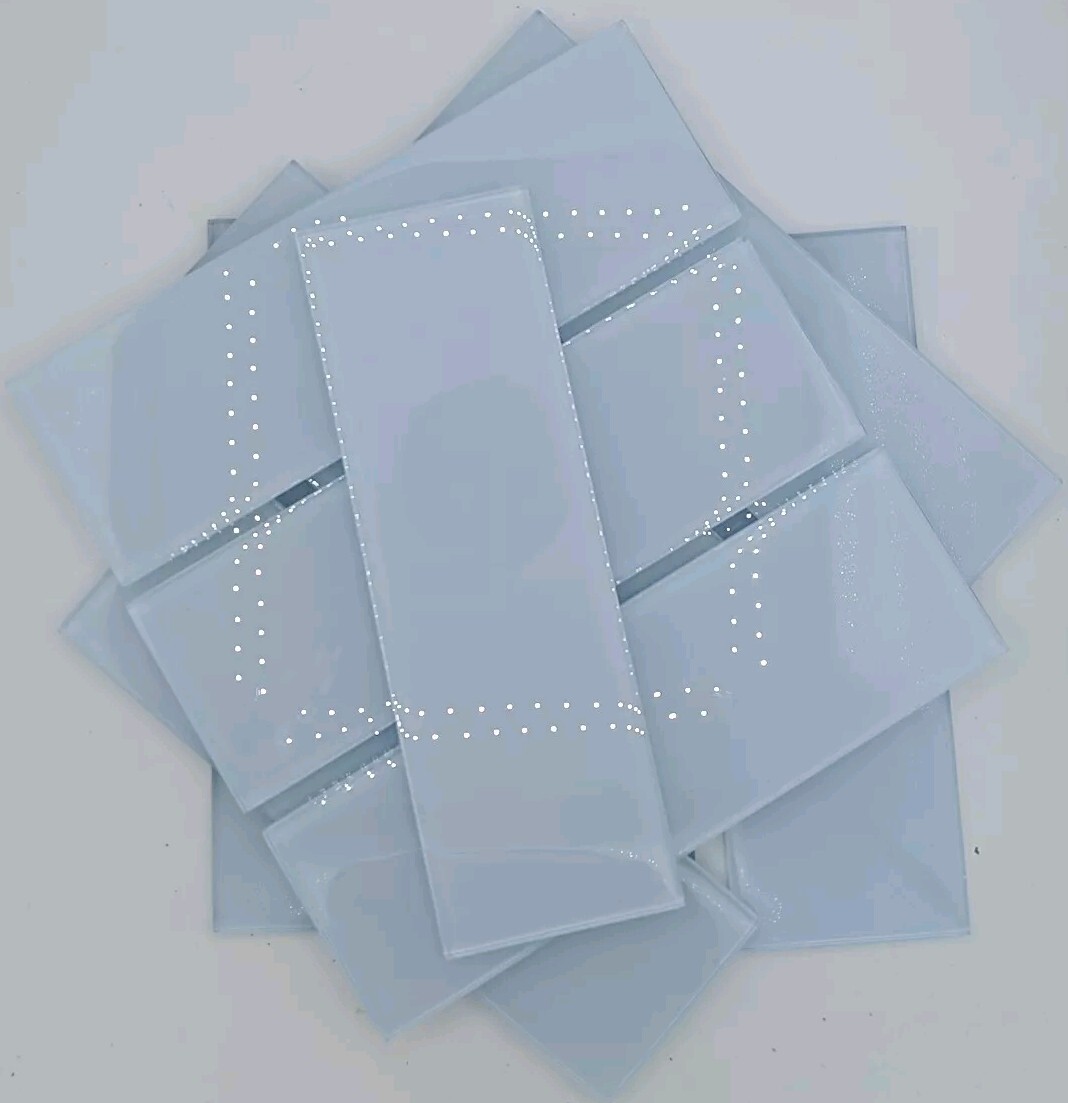 10 Glass Subway Tiles 4″x12″ Light Blue Glossy Backsplash Kitchen/Bathroom