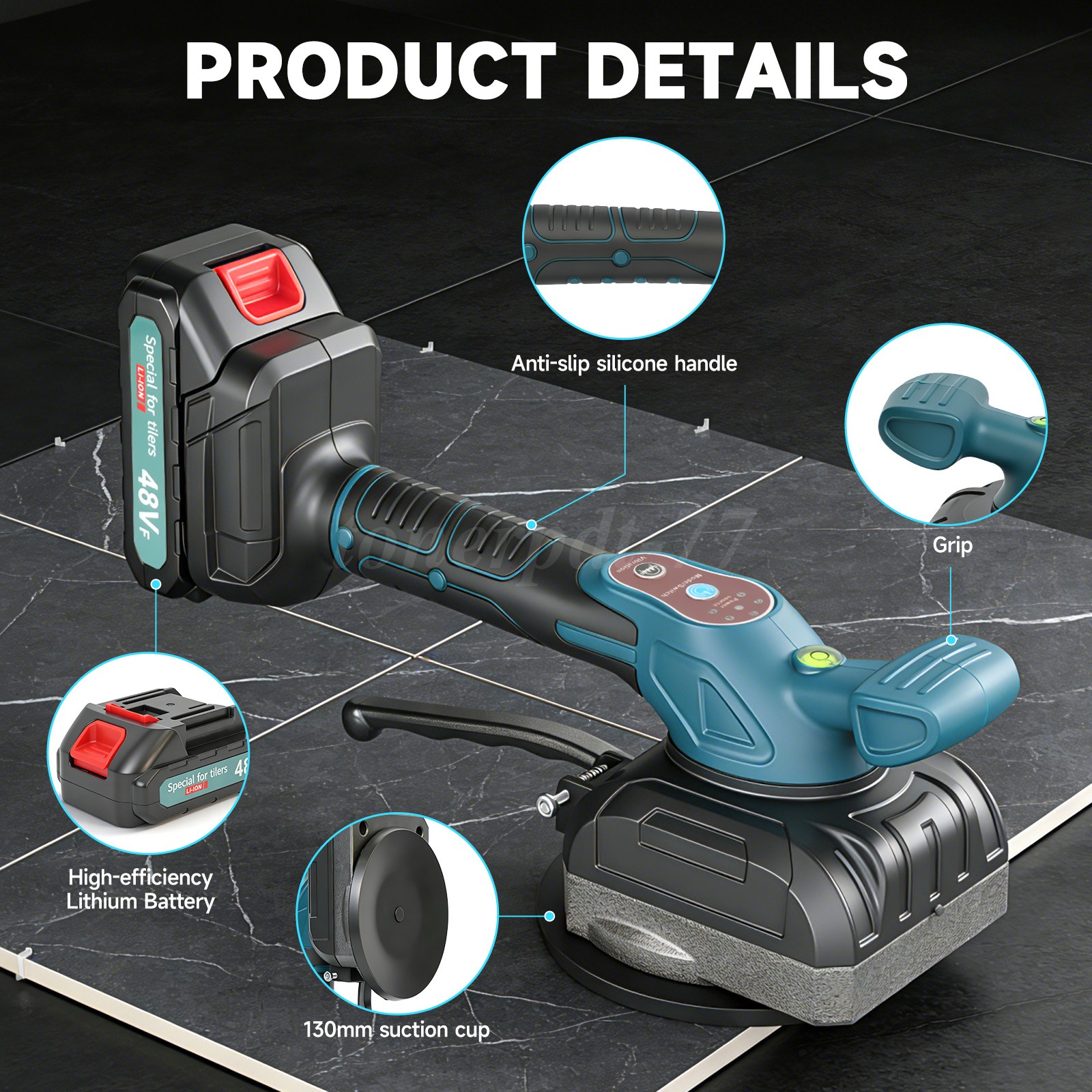 Cordless Tile Vibration Machine Tool, Electric Leveling Machine w/1.5Ah Battery