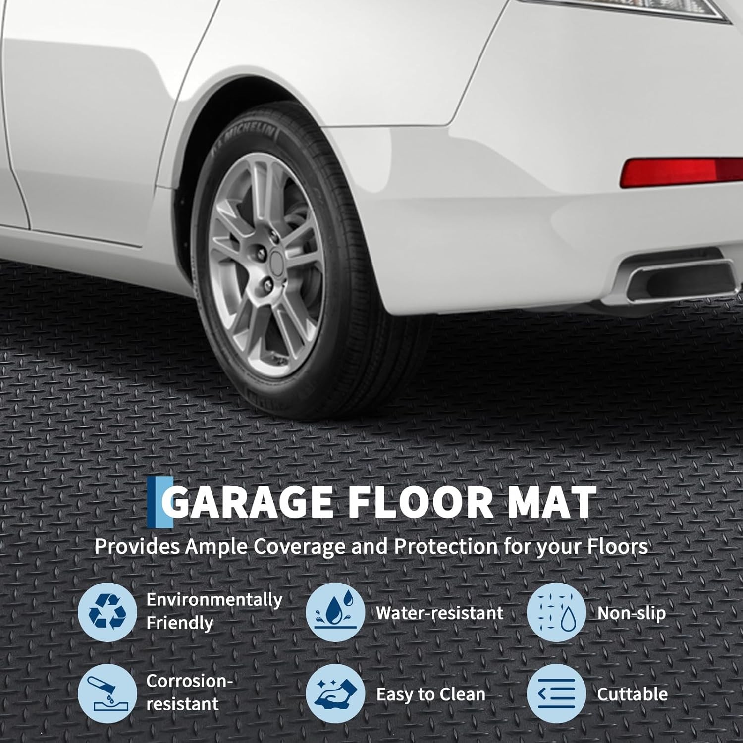 2.8mm x 4ft x 6ft Garage Floor Mat Diamond Plate PVC Garage Mats Flooring Roll