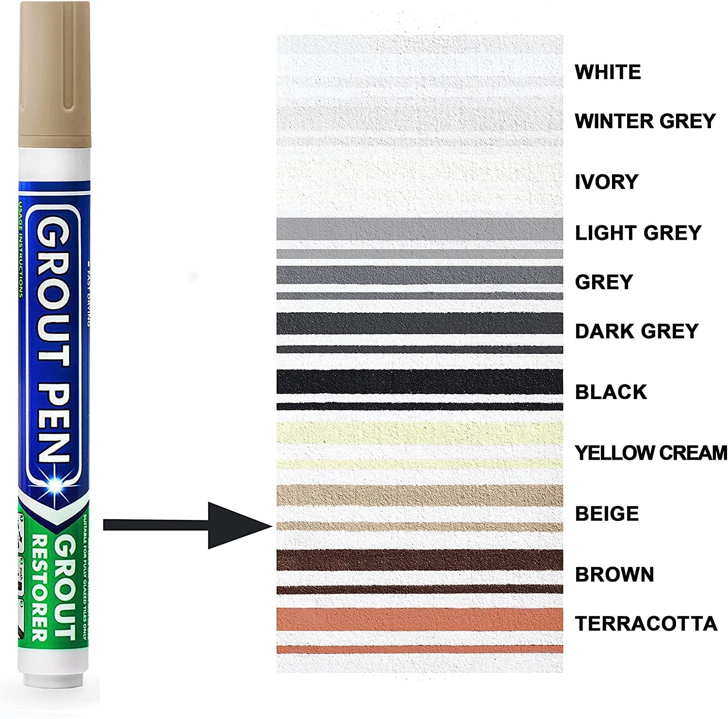Revive Grout with Waterproof Beige Colorant Pen – Narrow 5mm Tip for Precision