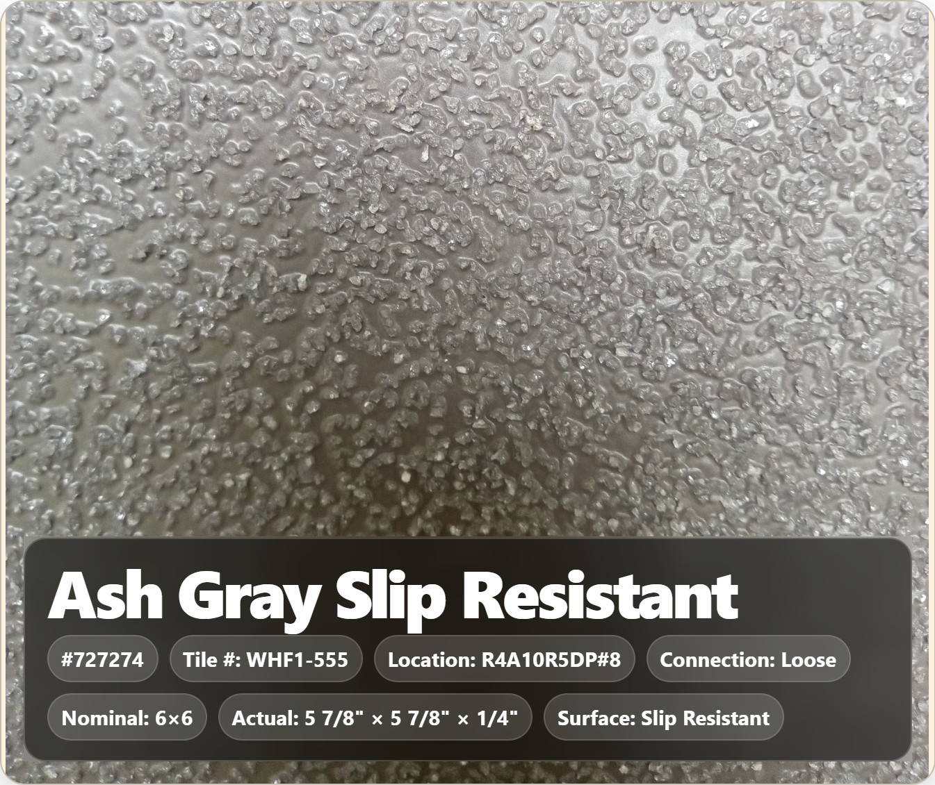 6×6 Tile Ash Gray Slip Resistant Loose Wall Ceramic WHF1-555 Summitville Sample