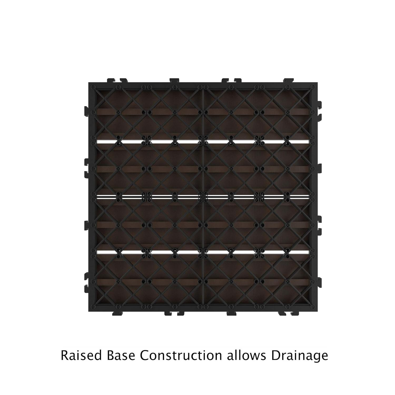 Interlocking Wood Plastic Composite Deck Tiles – 6-Pack for Outdoor Spaces