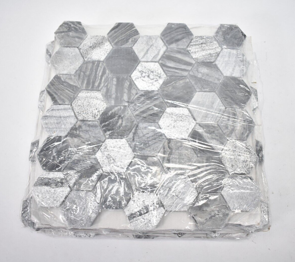 Lot of 5 Henley Hexagon 12″ x 11.75″ x 10mm Textured Marble Mesh Mosaic Tiles