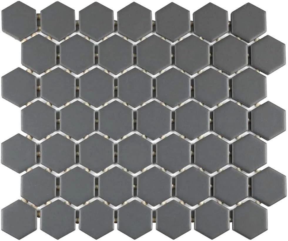 1.5″ Dark Gray Chalkboard Matte Ceramic Hexagon Wall Floor Tile (1 SF)