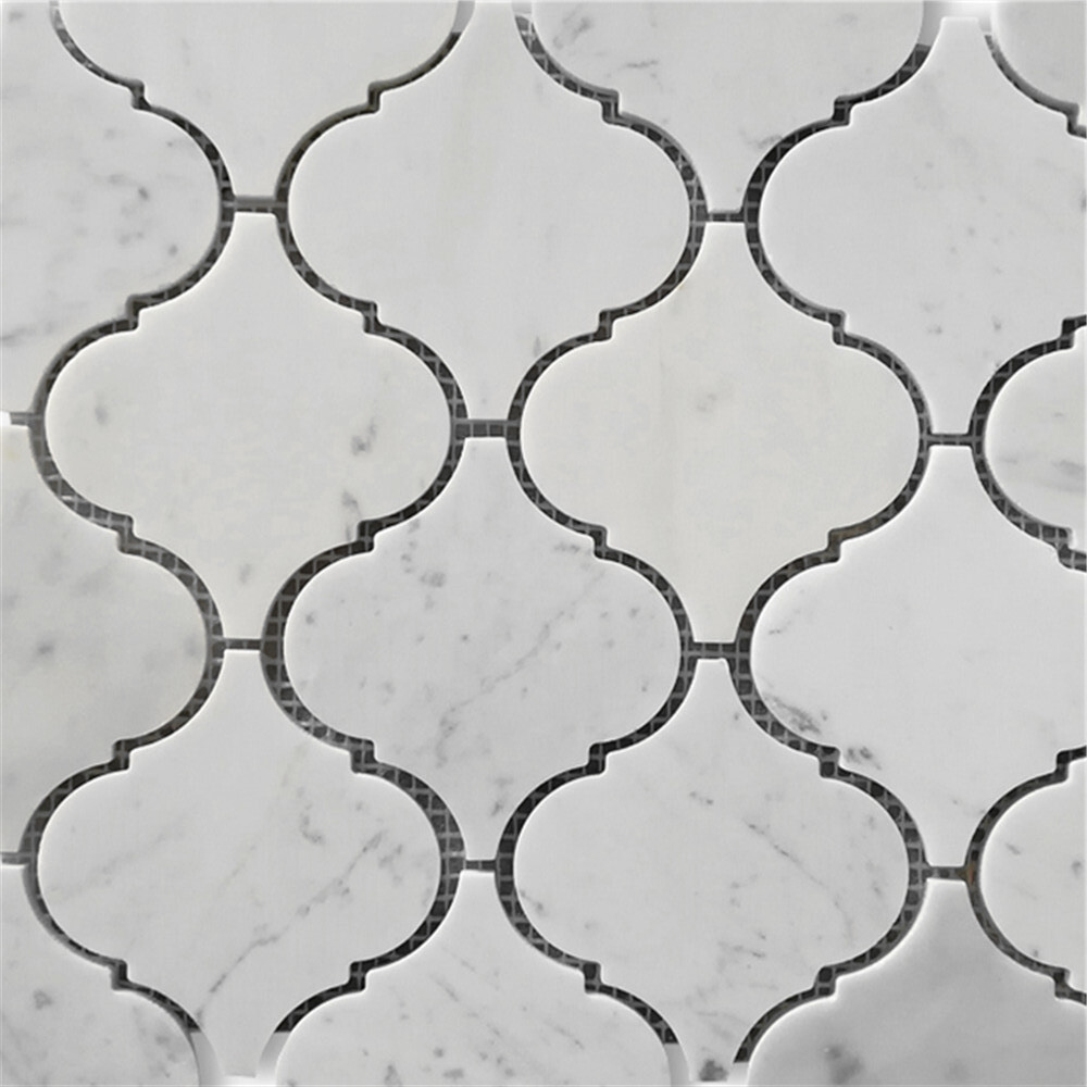C893XH Carrara Marble Arabesque Baroque Lantern Mosaic Tile Venato Honed Big