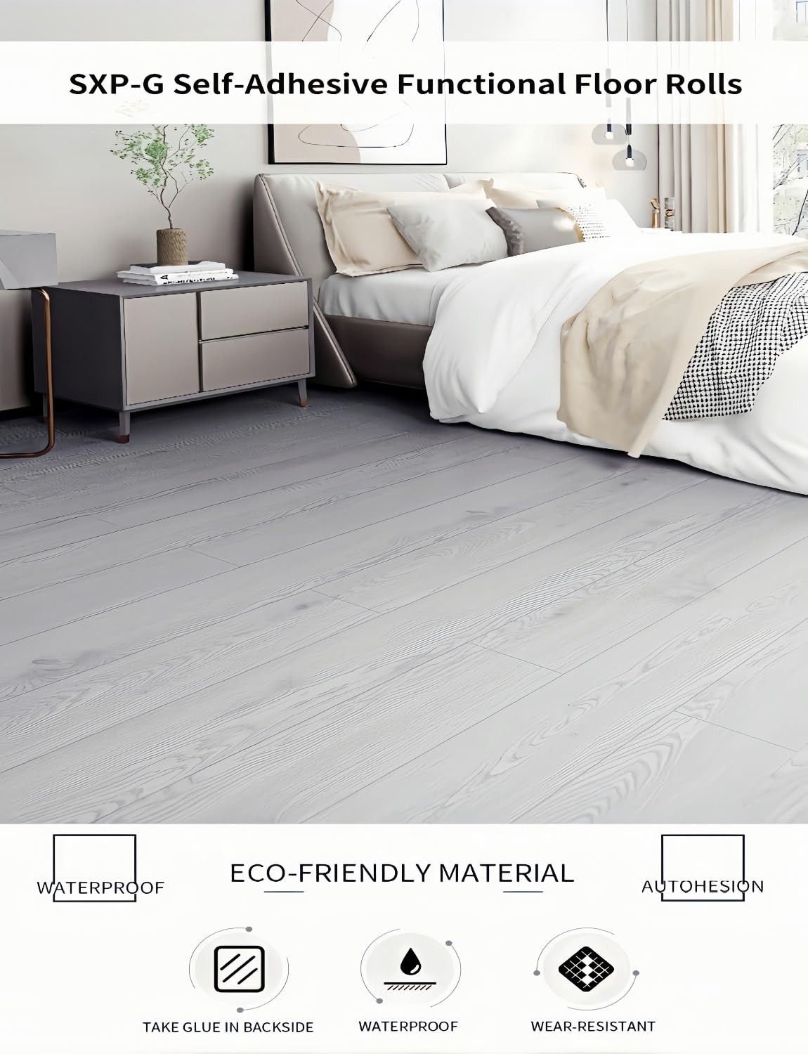 15.7 Wide Vinyl Flooring Roll 12.86 Sq.ft -FOGZUVR Peel and Stick Floor Tiles…