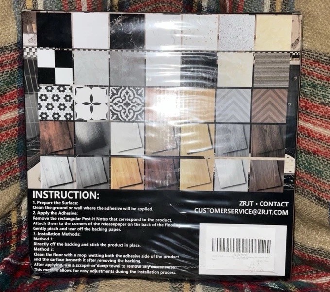 20pc Peel and Stick Vinyl Floor Tiles 12×12 Self Adhesive Flooring Black