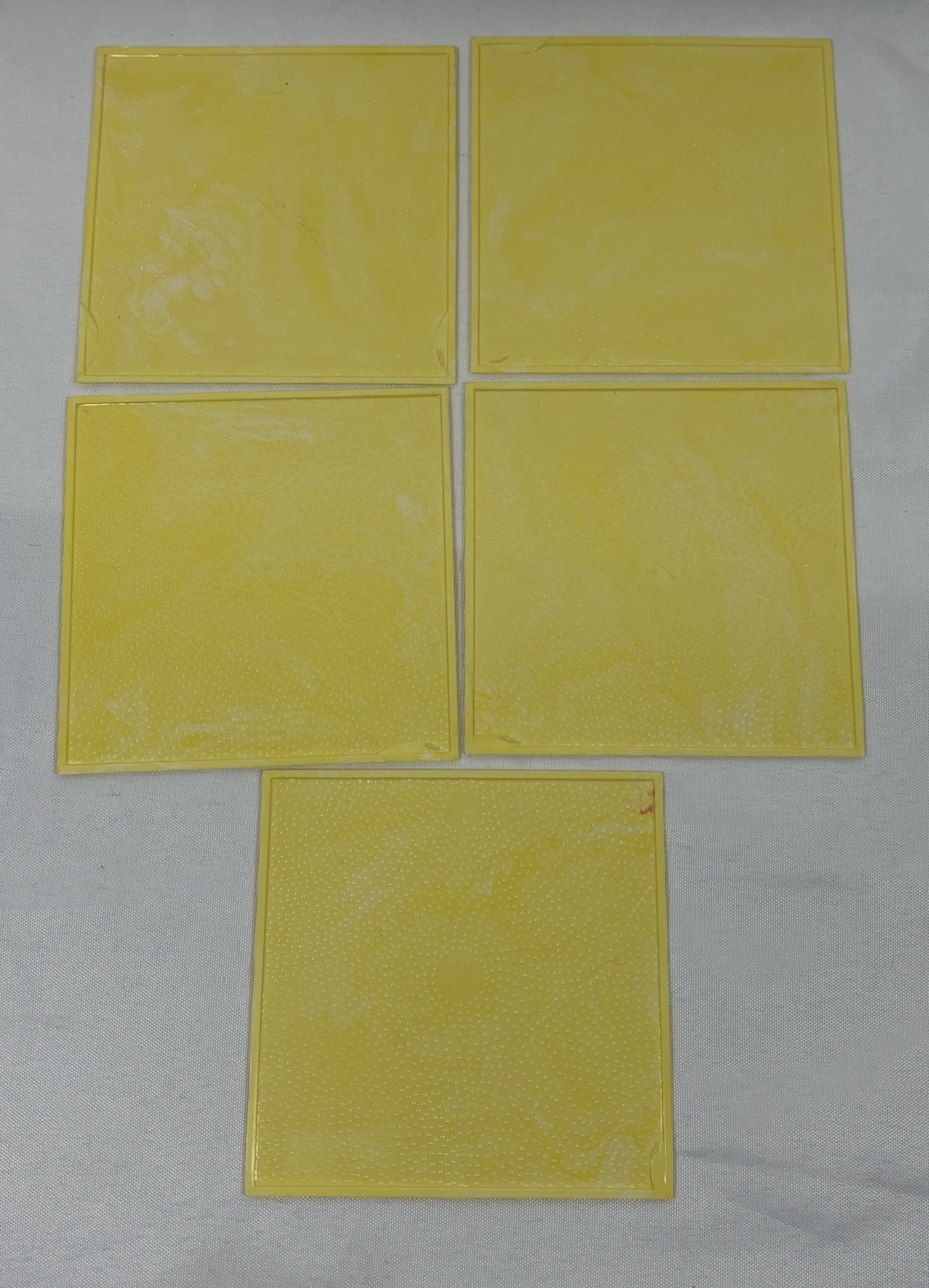 5 Vintage Yellow Marble Plastic Polystyrene Wall Tiles 4.25″x4.25″