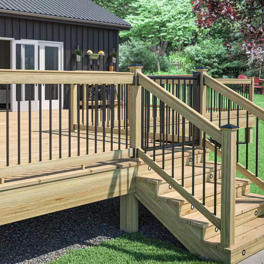 34 In. W X 72 In.H Pressure-Treated Southern Yellow Pine Wood Deck Stair Railing
