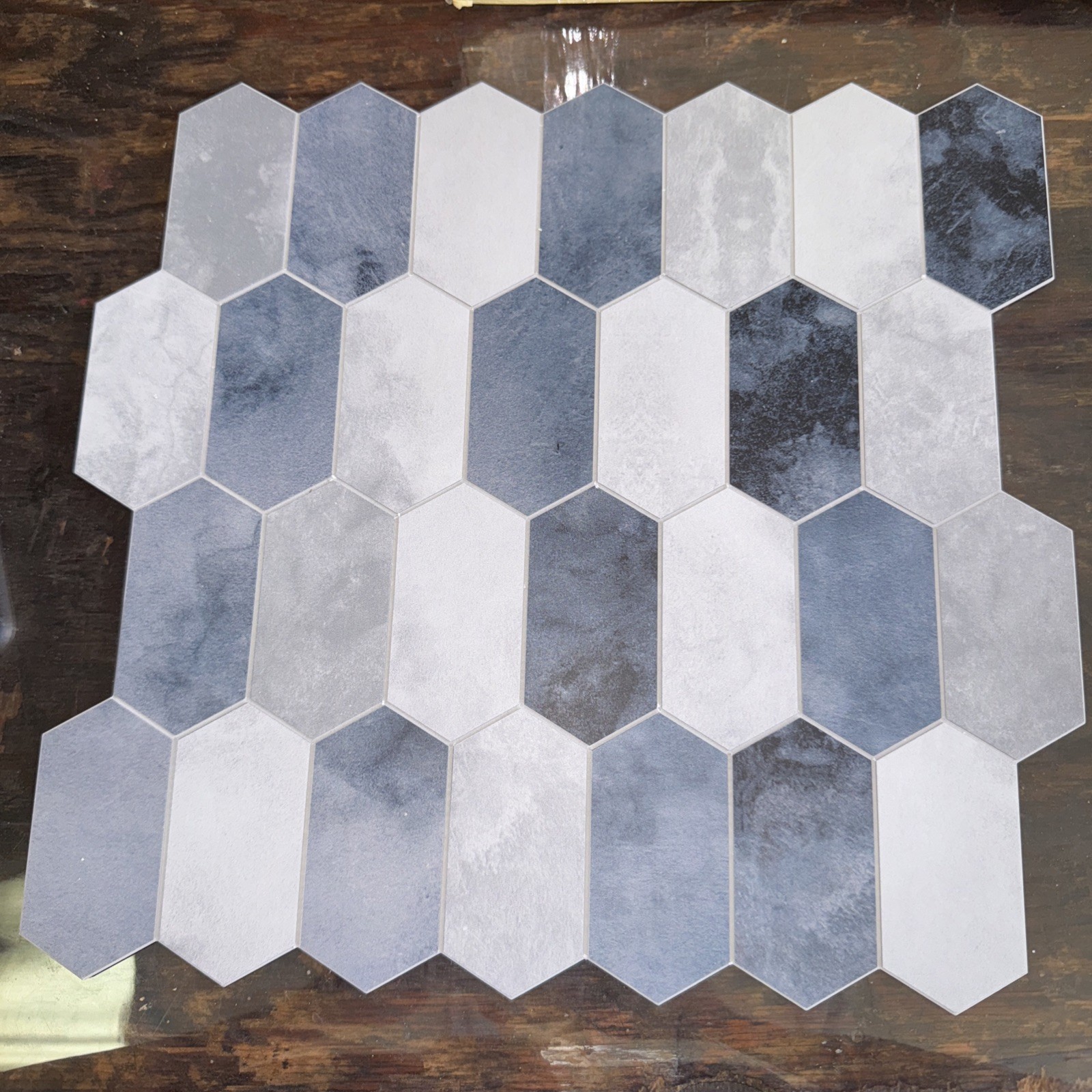 10-Sheet 12″x11.5″ Honeycomb Peel and Stick Backsplash Wall Mosaic Tile Blue