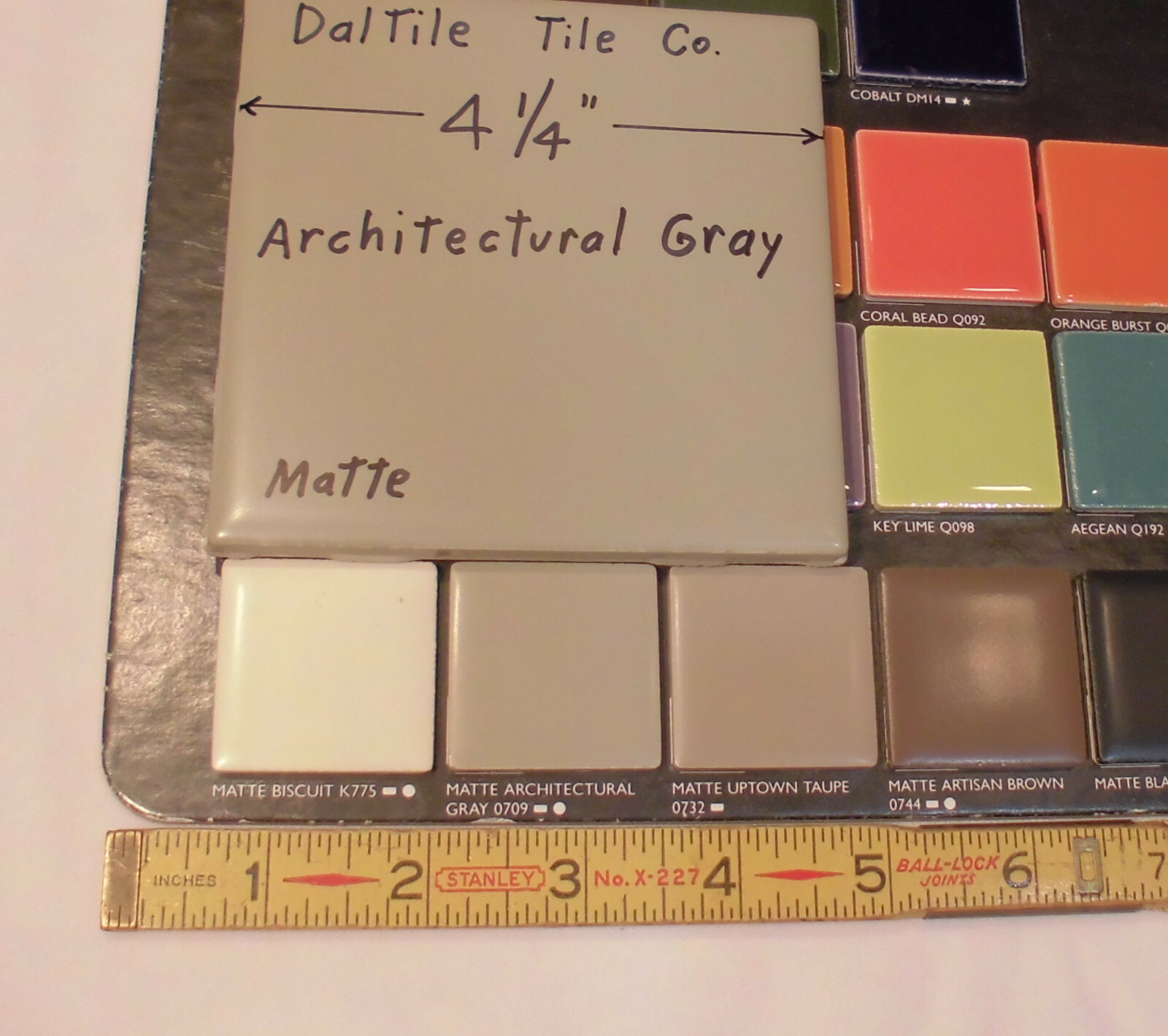 1 pc. *Architectural Gray* 4-1/4″ Matte Ceramic Tiles by Daltile Co. New Stock
