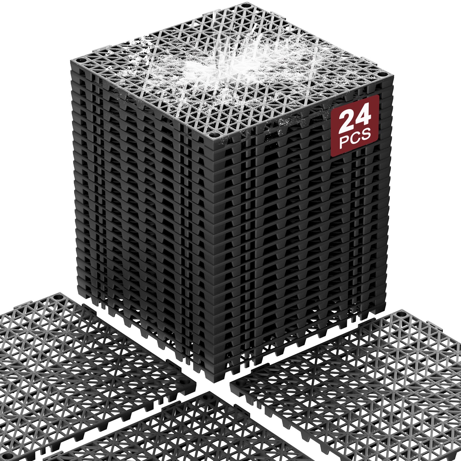 NAIZEA Interlocking Tile Drainage Tiles 12″x12″ Splicing Floor Tiles 24/36/50PCS