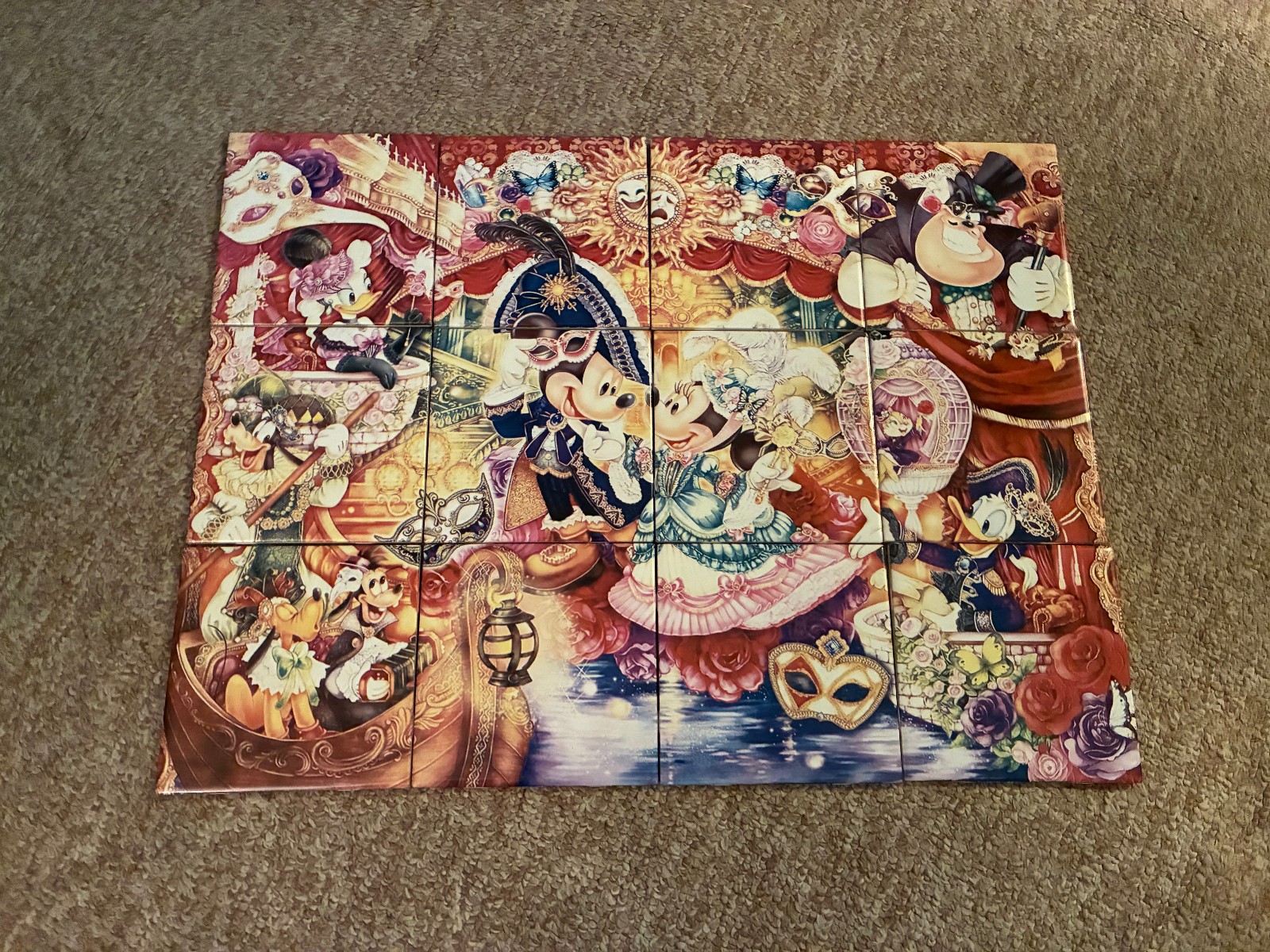 12Pc Ceramic Tile Mural Disney Invitation to Venice Masquerade Ball Carnival