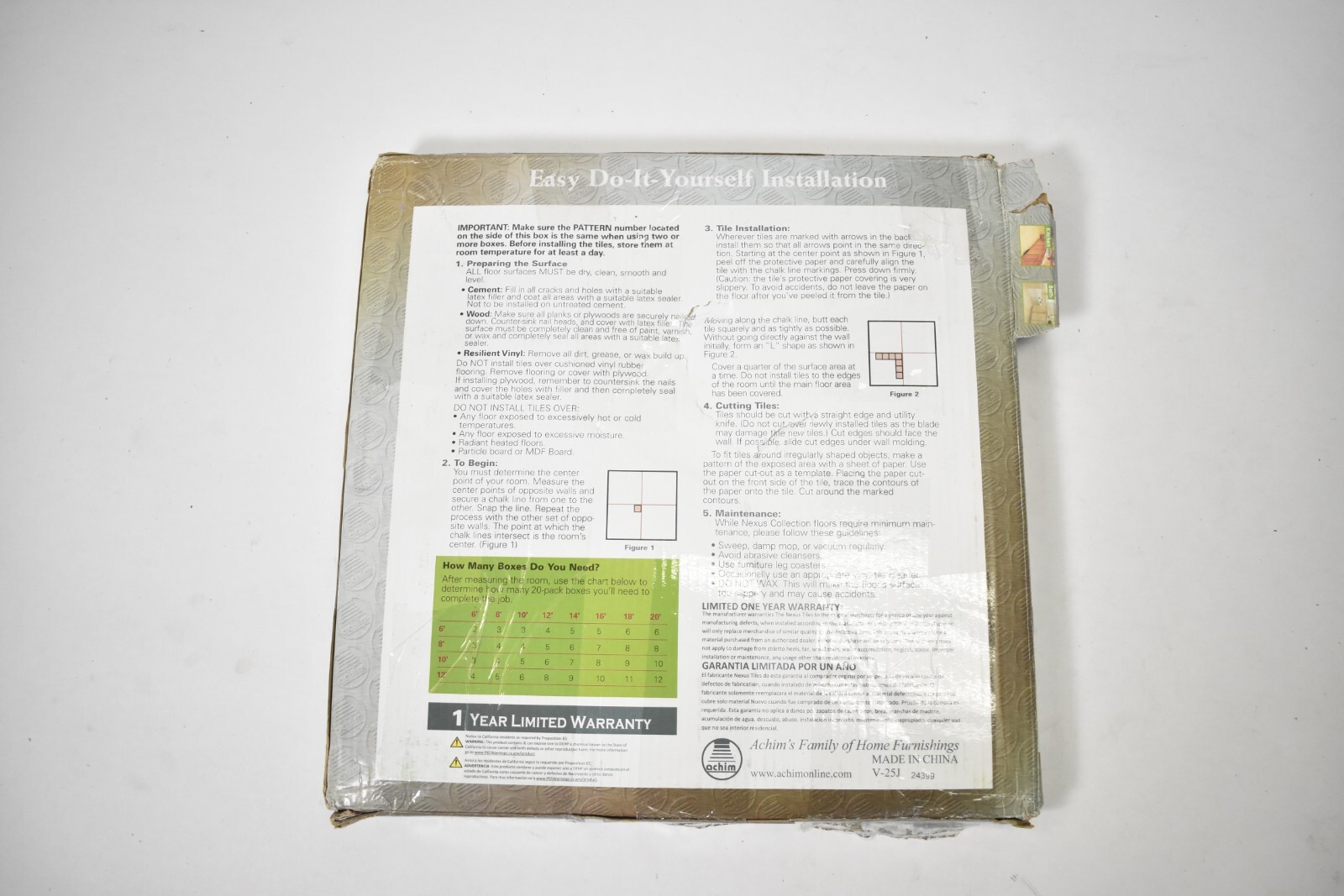 Nexus Tile Collection Self Adhesive Vinyl Floor Tiles 17 Pack 12″x12″ Checkered