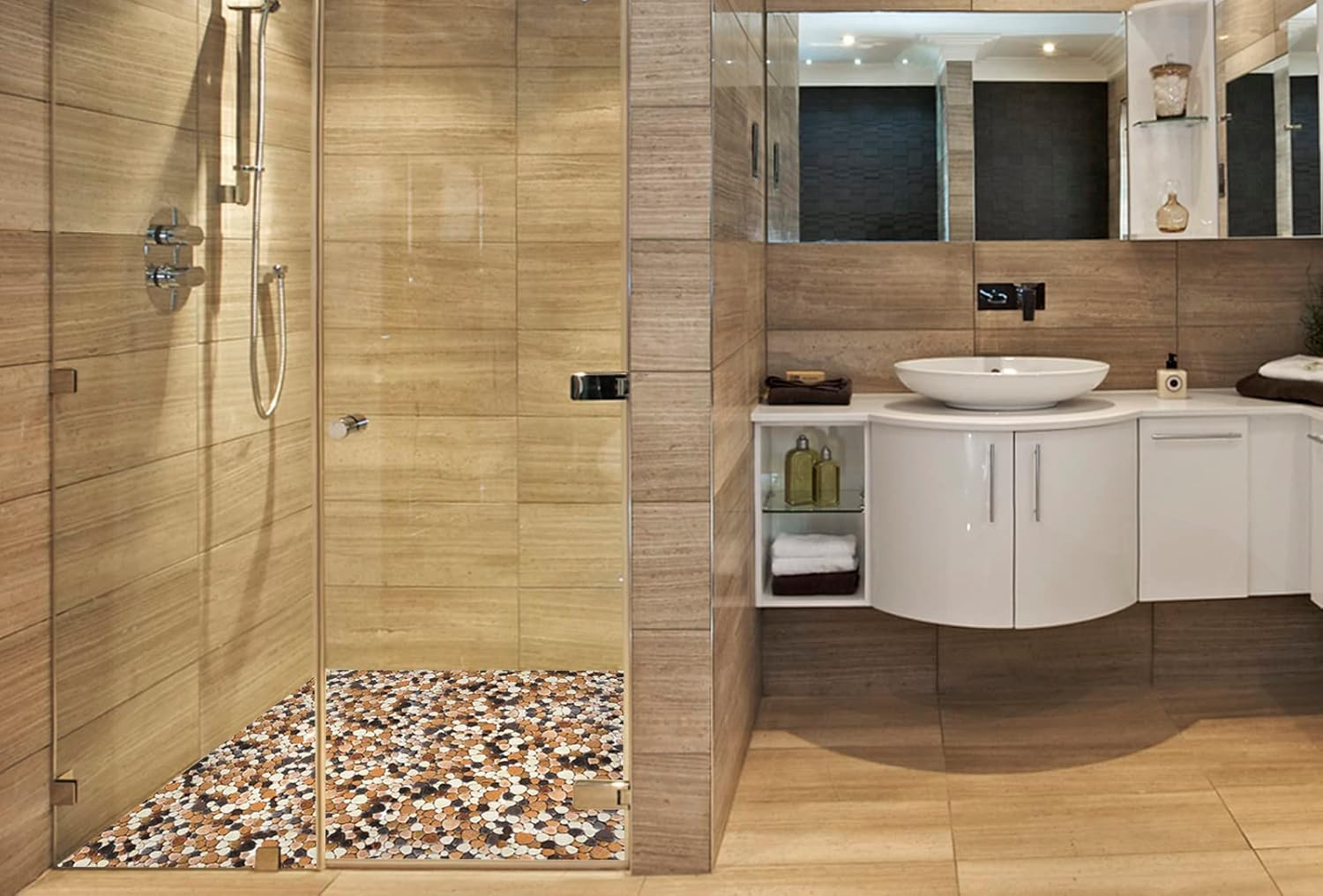 Yellowstone Non-Slip Matte Pebbles Mosaic Tile for Shower & Bathroom Floor