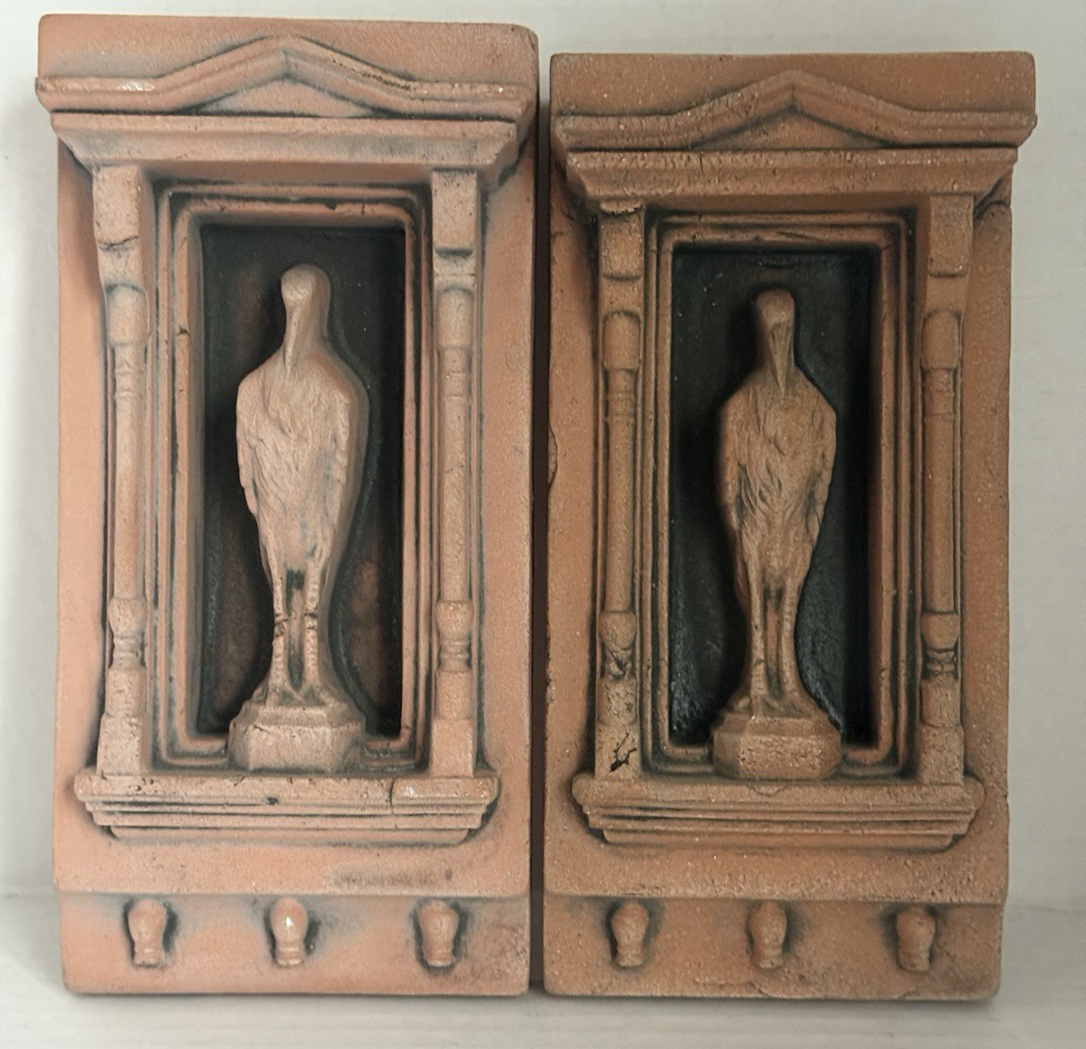 A PAIR OF David Ellison Pottery Tile Egret Bird DAVID ELLISON TILE 7 1/8″ Tall