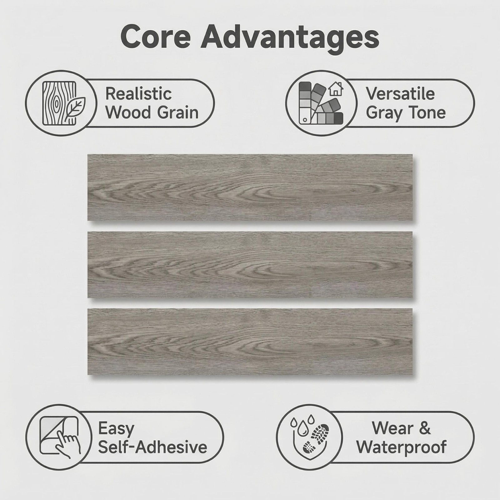 54Pcs 36″*6″Peel & Stick Wooden Vinyl Plank Flooring Tile Self Stick Adhesive