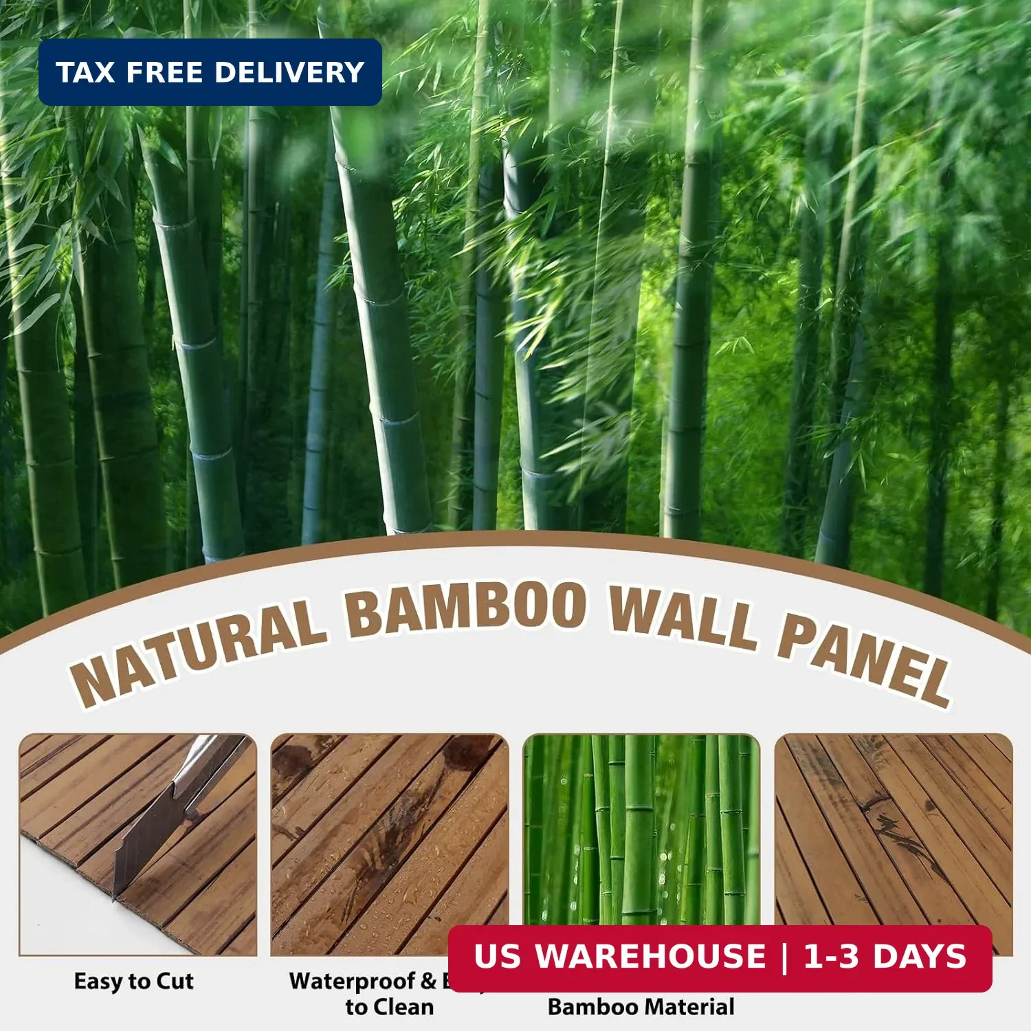 Natural Bamboo Wall Panel for Interior Wall Decor, Pole Wrap Wainscoting Interio