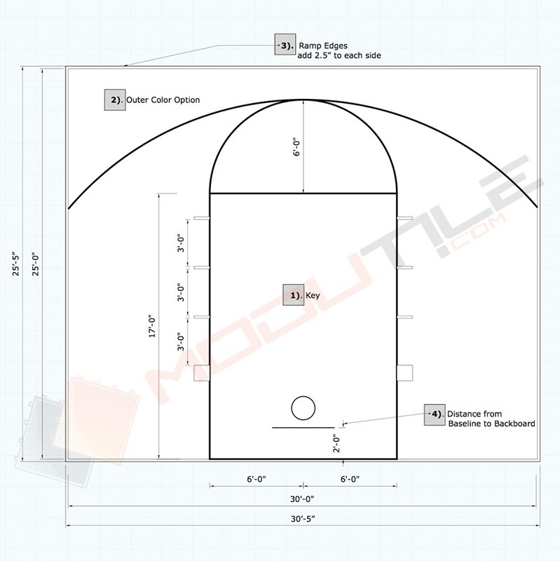 30ft x 25ft Outdoor Basketball Half Court Kit-Lines and Edges Inc-Gray/Black