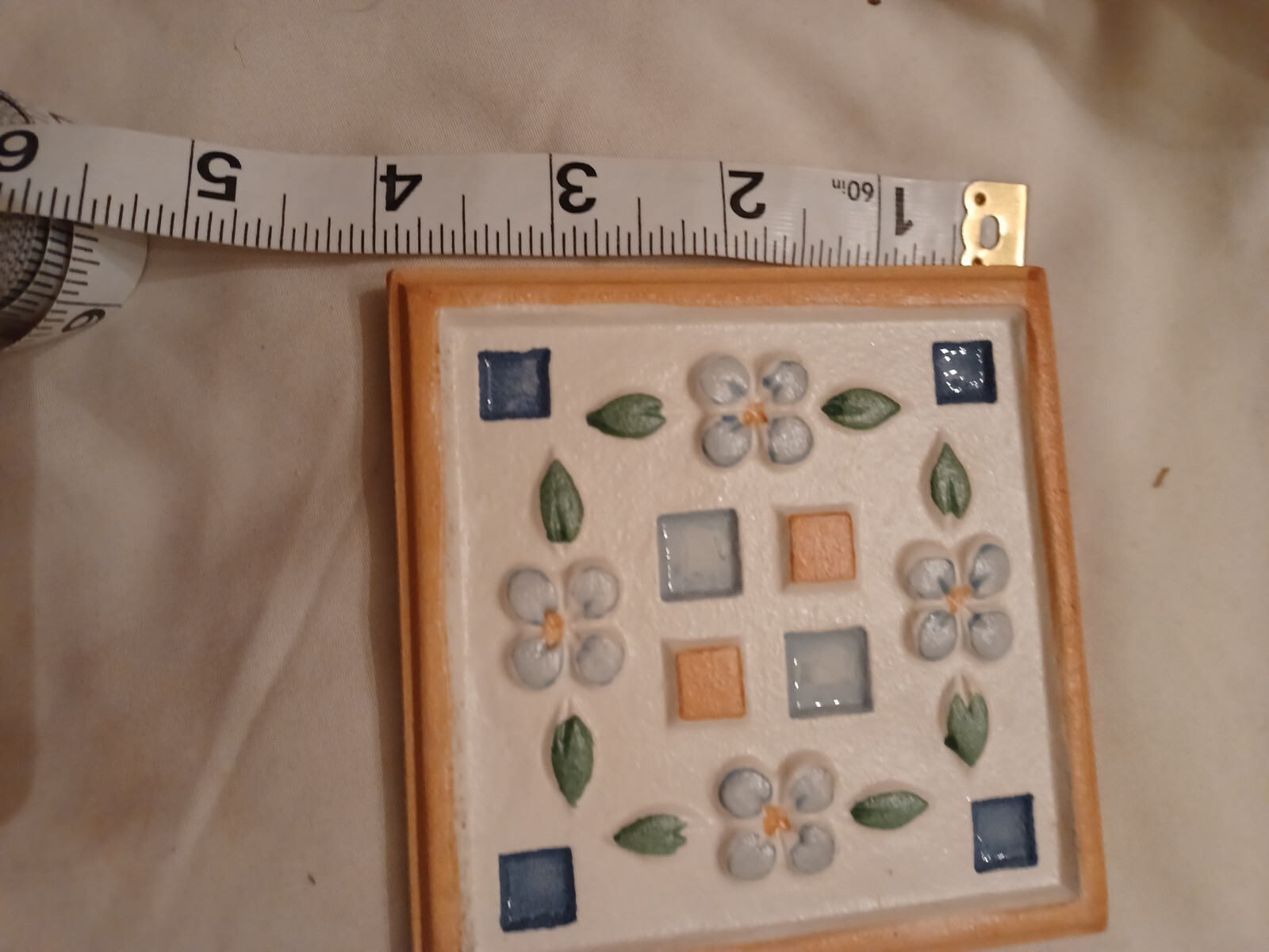 11 pieces – Decorative Ceramic Tile 3 7/8 X 3 7/8 inches – flowers & squares