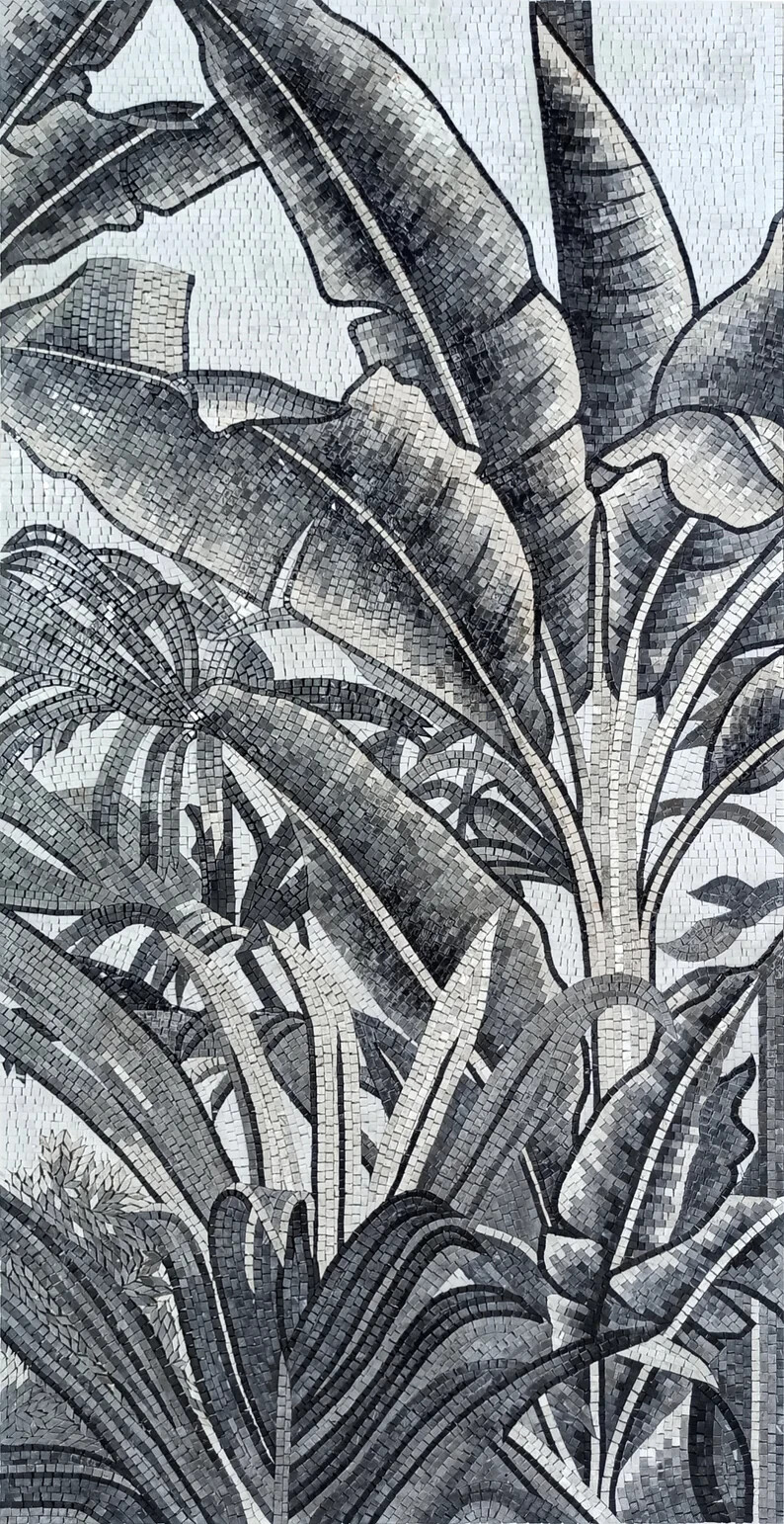 TREE MOSAIC BACKSPLASH | Banana And Palm Tree Artwork Mosaic Tiles