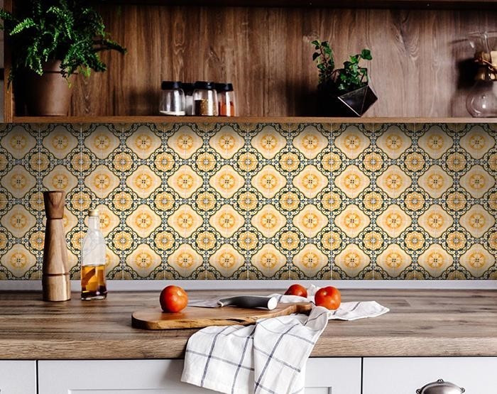 HomeRoots 400089 8 x 8 in. Golden Yellow Deco Peel & Stick Removable Tiles