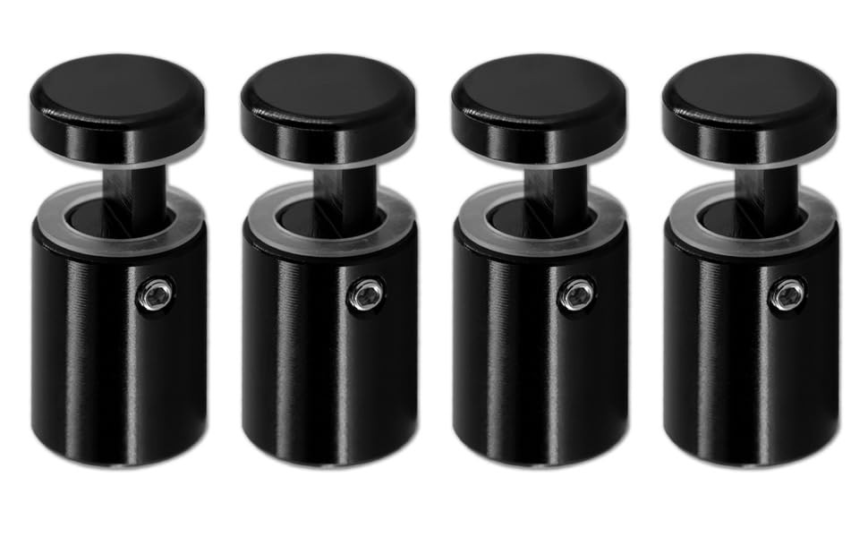 Side Clamp Standoffs 3/4″ x 1″ Solid Aluminum, Edge Grip Sign 20 PC, Black