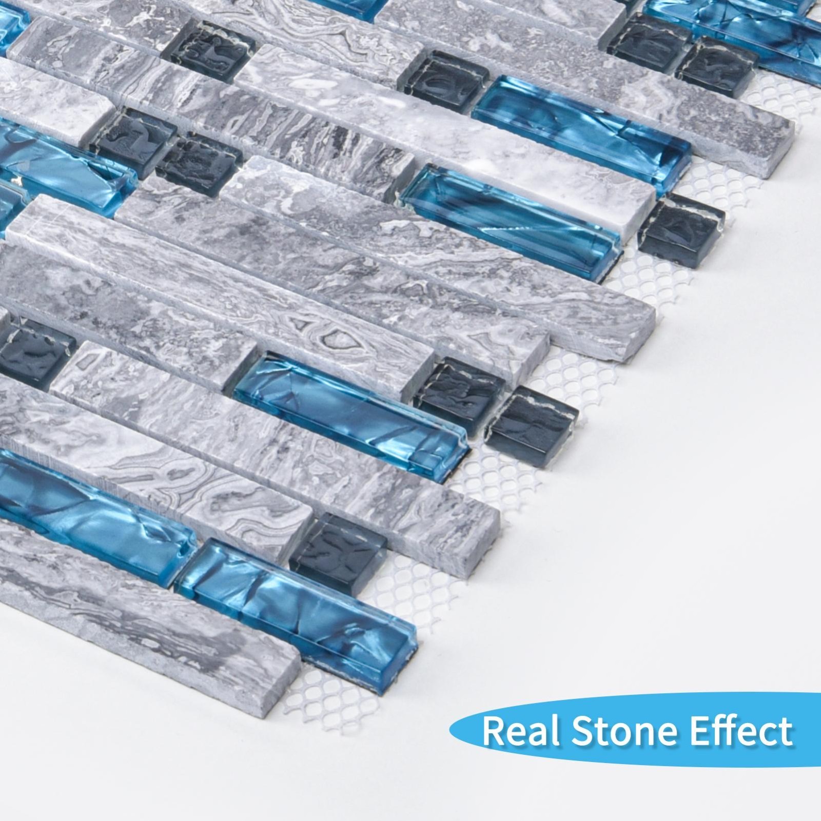 Art3d 12″x12″ Glass-N-Natural Marble Mosaic Tile for Bathroom Kitchen Backsplash