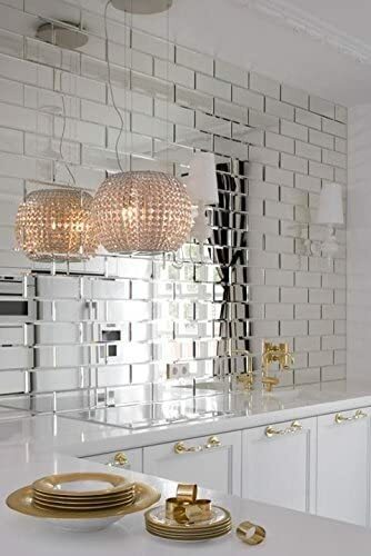 4×12 Wide Beveled Subway Decorative Backsplash Wall Genuine Mirror Tile