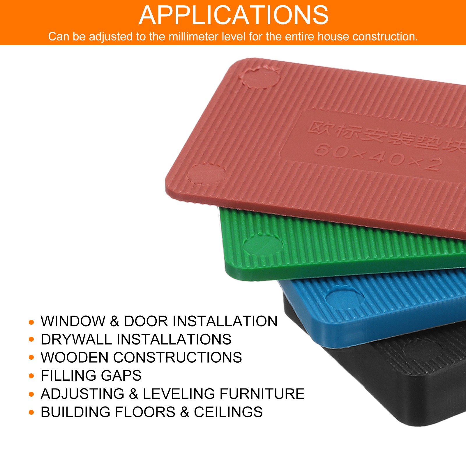 80pcs plastic thicknesses 60x40mm 2/3/5/10mm spacers car tiles