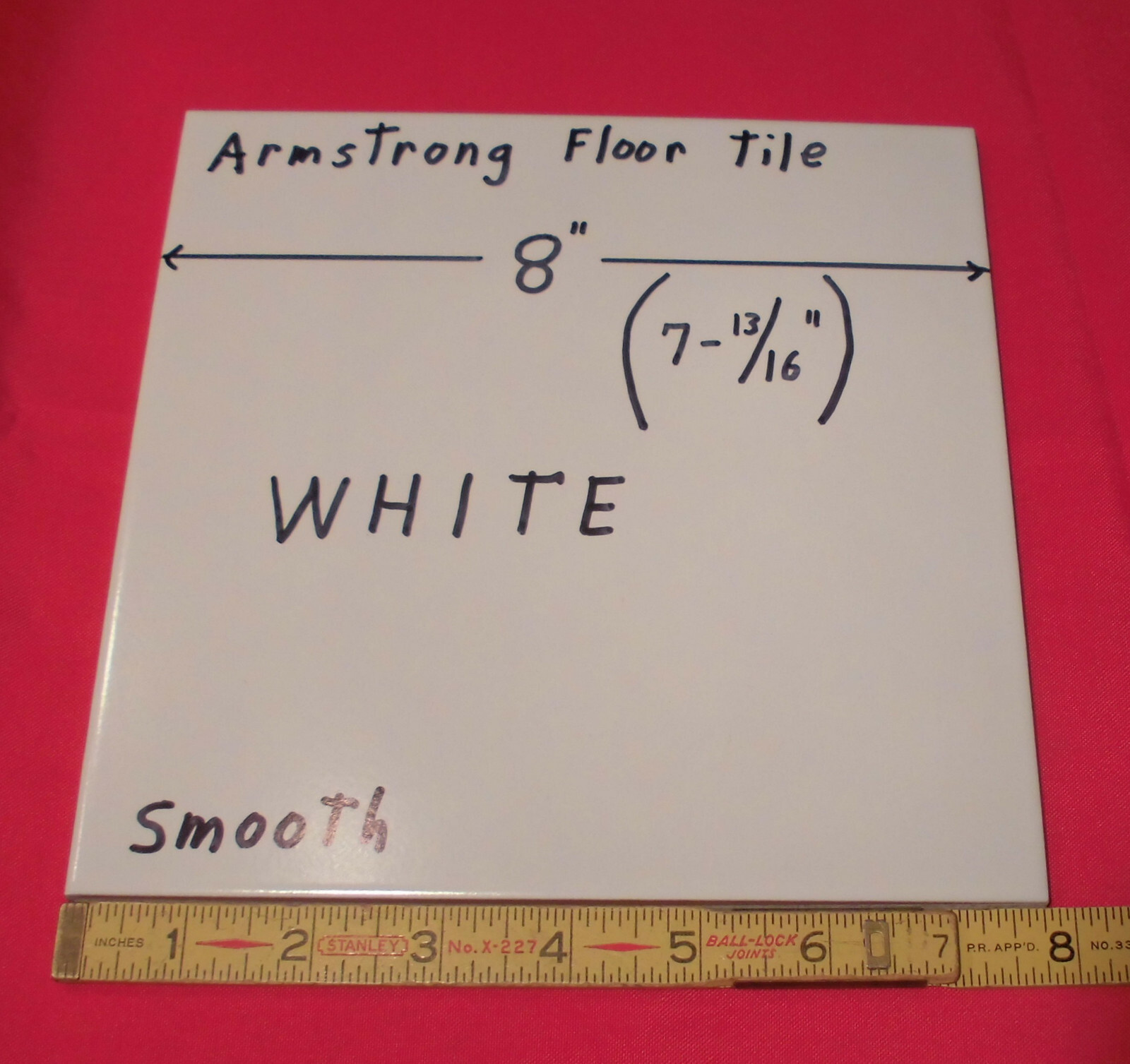 1 pc. Bright White* Ceramic Floor Tile 8″ X 8″ by Armstrong Co. Smooth NEW
