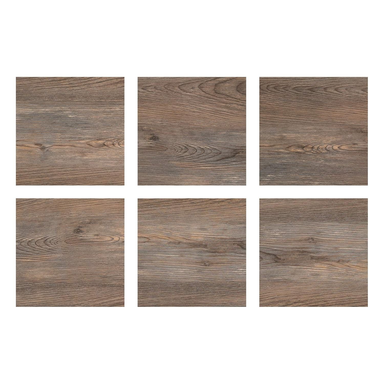 Peel & Stick Floor Tiles, Wood-Look Brown, Waterproof, Easy DIY Installation