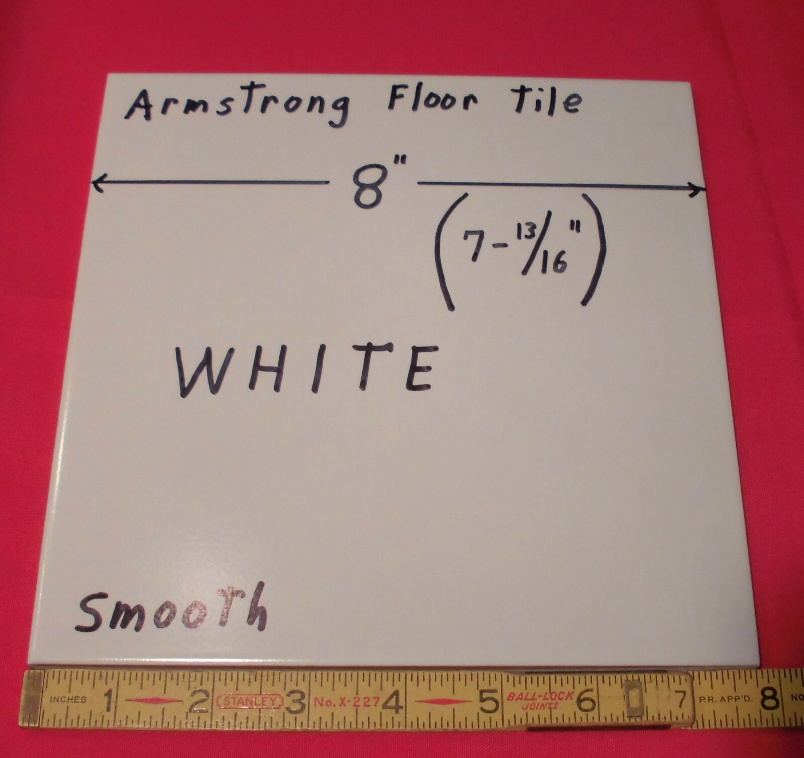 1 pc. Bright White* Ceramic Floor Tile 8″ X 8″ by Armstrong Co. Smooth NEW