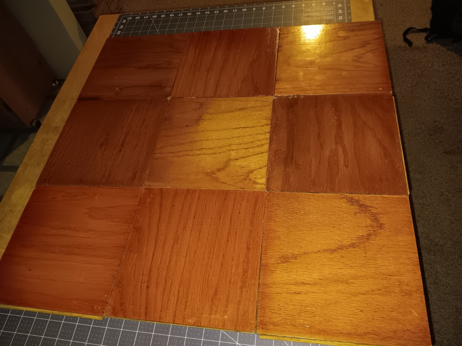 9 USED Vtg. BRUCE Oak 9×9 Parquet Floor Tiles REFINISHED flooring MCM