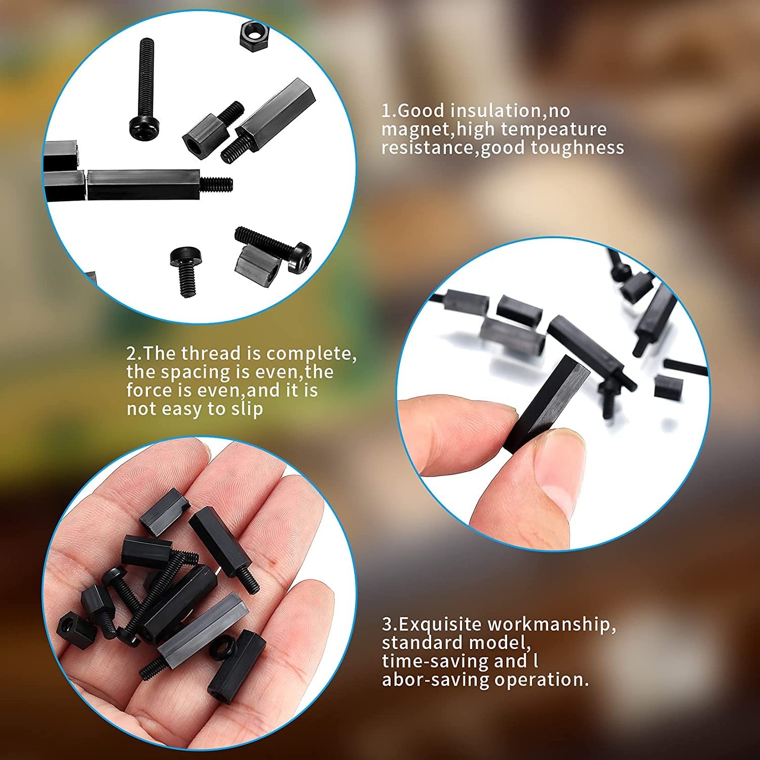 260 Pcs M3 Nylon Hex Spacer Standoffs Male Female Black PCB Hardware Kit
