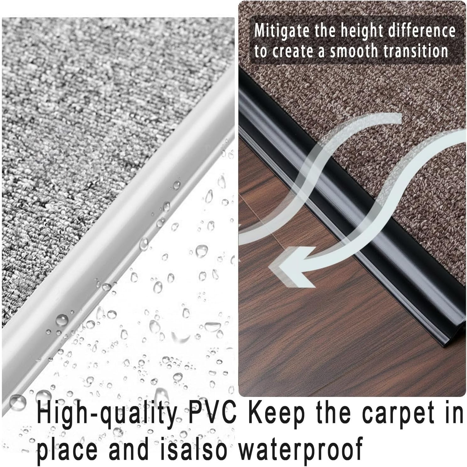 Self-Adhesive Carpet to Tile Transition Strip, Flexible Cuttable Edge Trim, 30ft