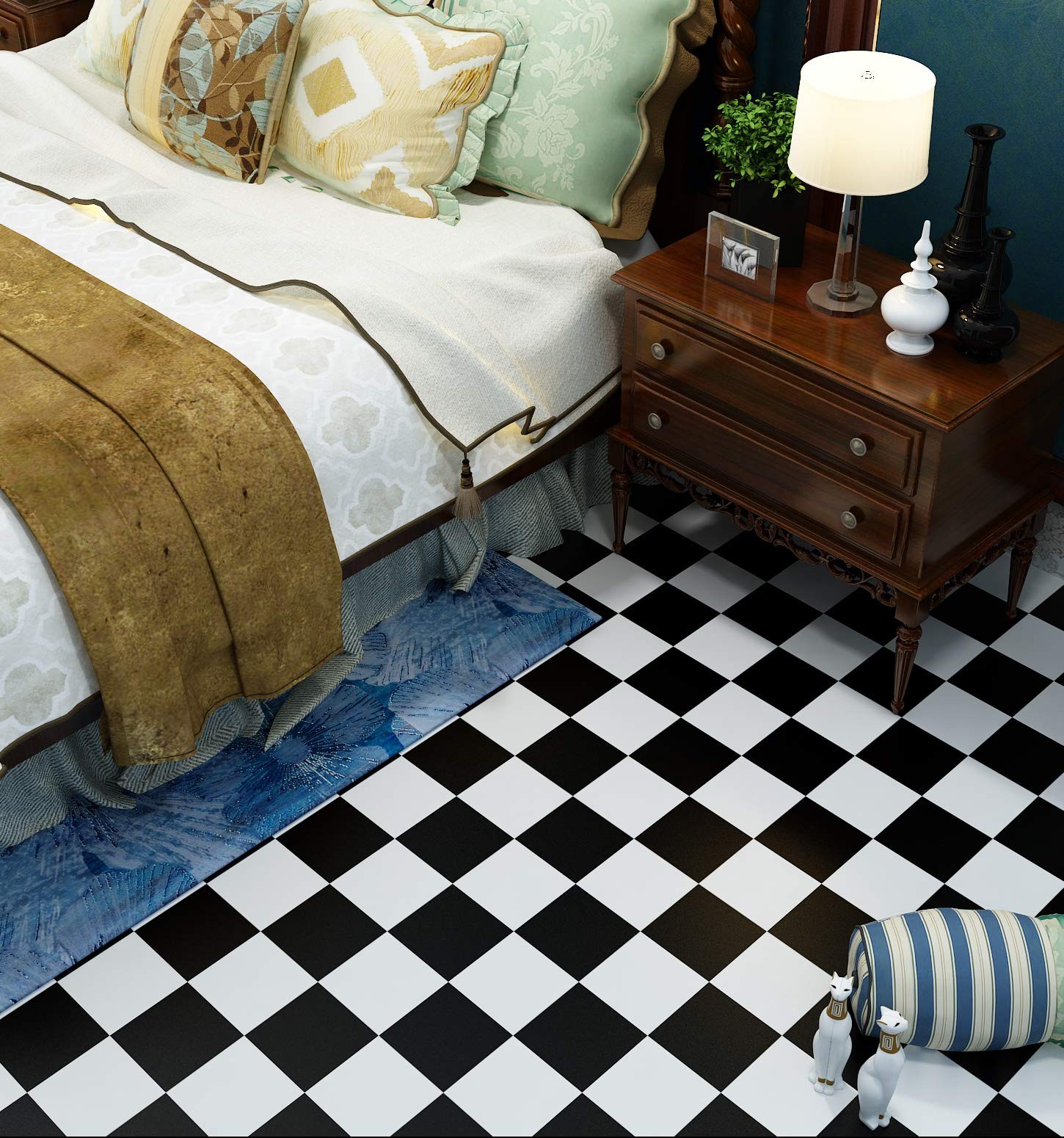 Livelynine Checkered Black and White Vinyl 15.8″ x 78.8″,