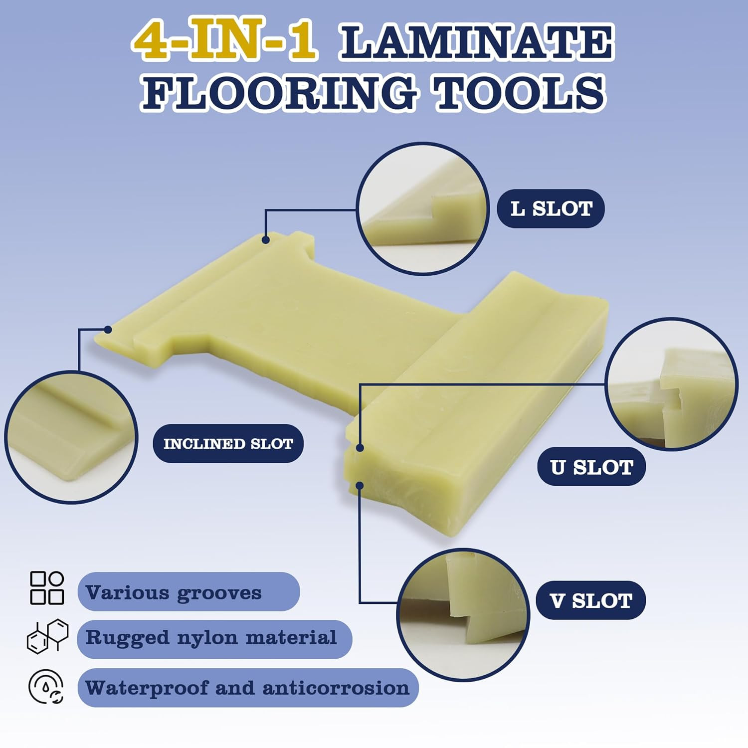 4 in 1 Laminate Flooring Tools, Nylon Tapping Block for Wood Floor Composite Bo