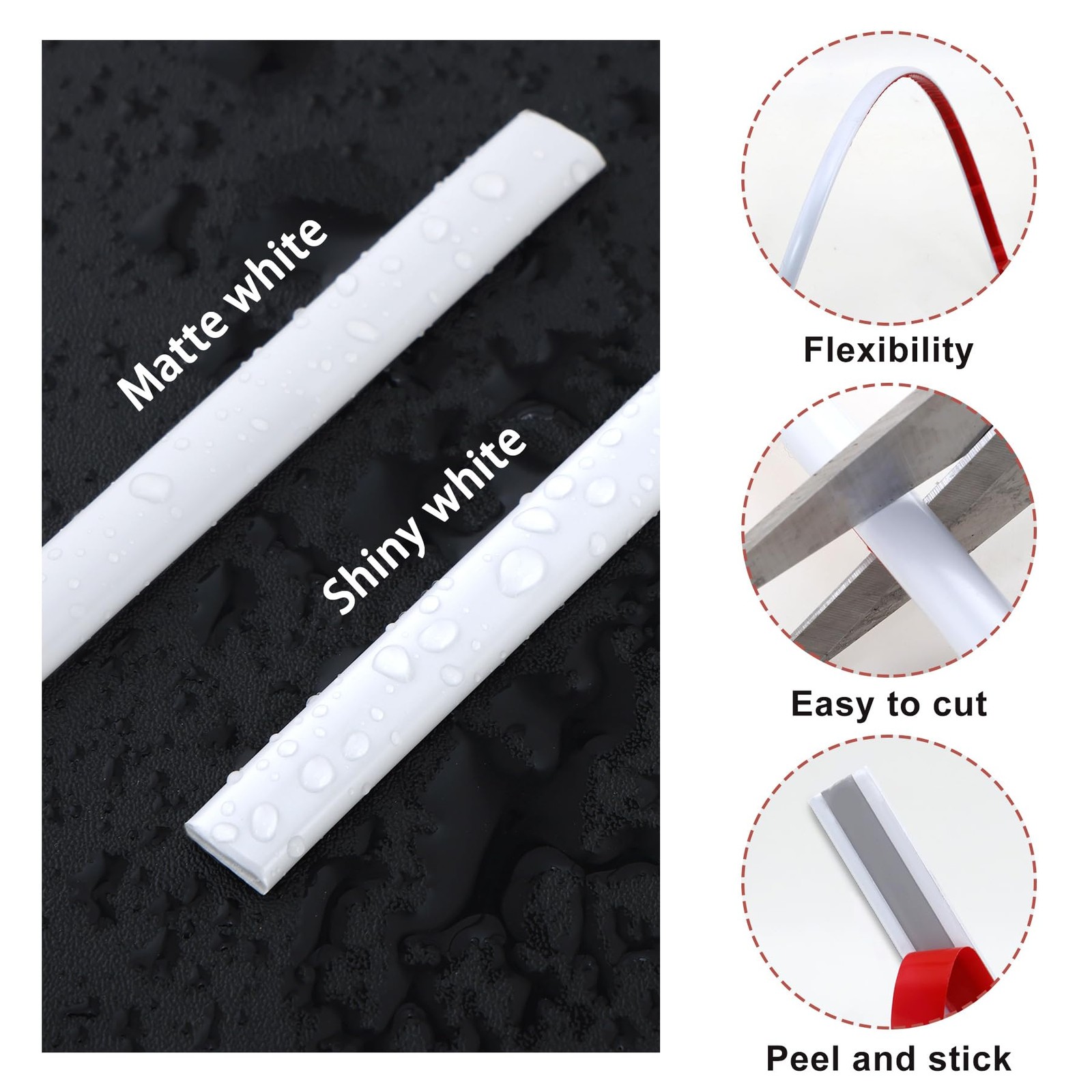 Lunghaa Matte White Molding Trim 196.8″x0.79″