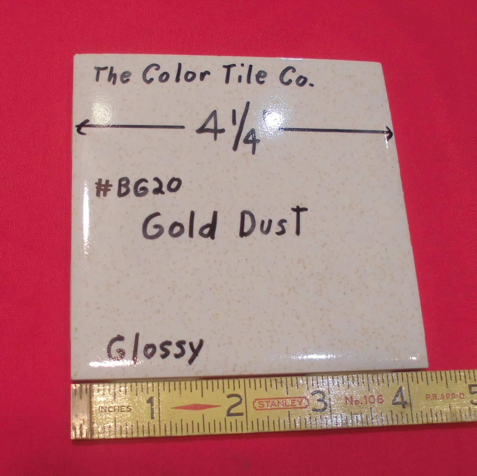 1 pc. Gold Dust: by Color Tile Co. 4-1/4″ Glossy Ceramic Tile: Made 1970’s-90’s
