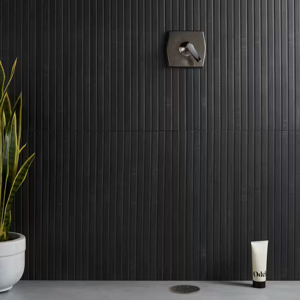 Montgomery Ribbon Black 24 In. X 48 In. Matte Porcelain Floor and Wall Tile (15.