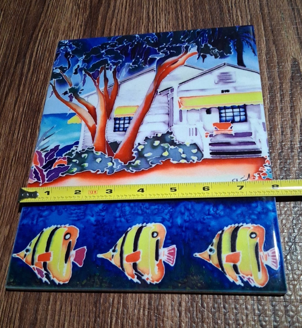 Tile Art The Island Home Sherrill Schoening Tropical Decor Kitchen Bath 10″x8″