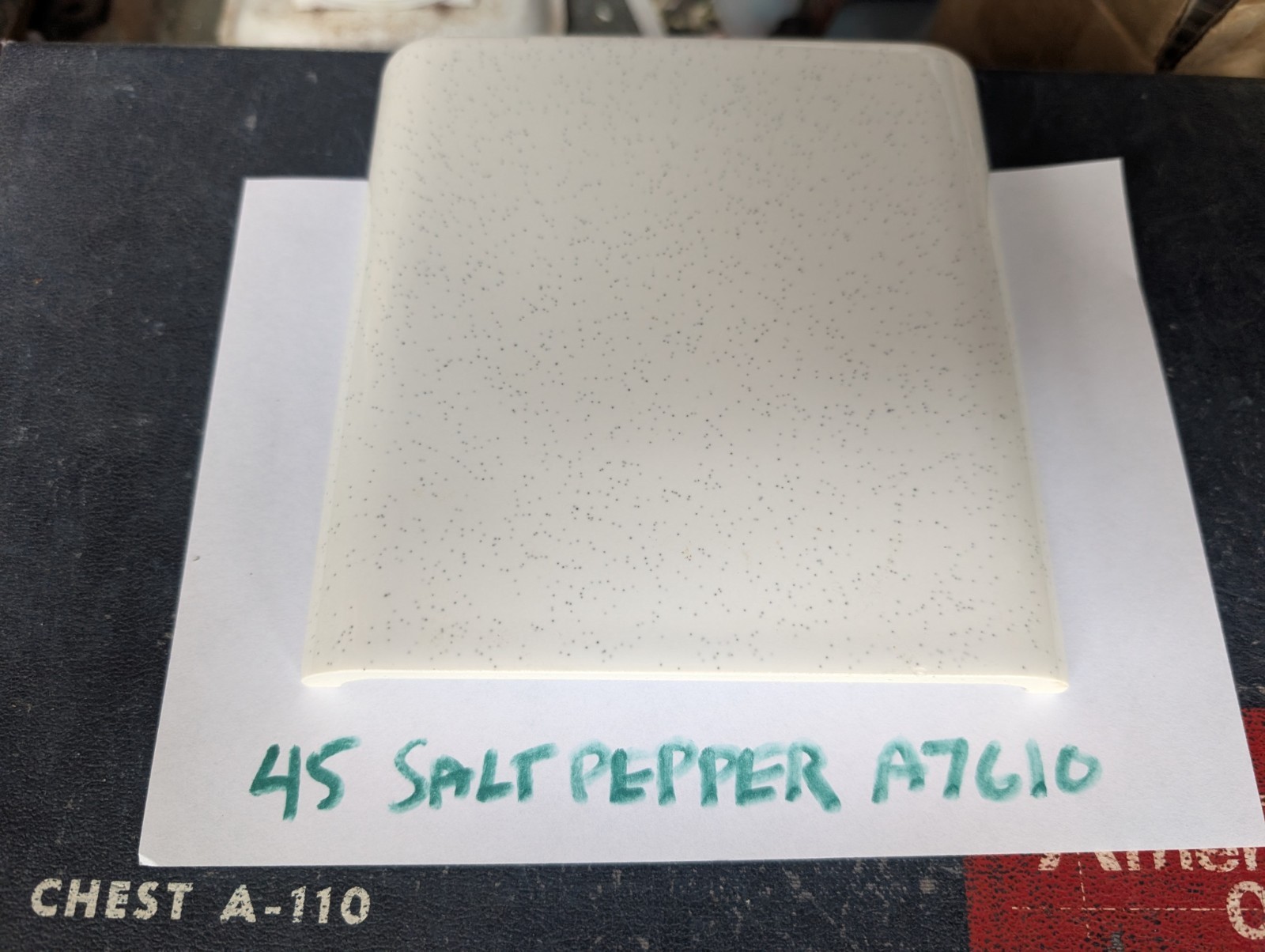 1 Piece Of Ceramic Tile AO #45 Salt & Pepper Double Mud Bullnose A7610 Curb Jamb