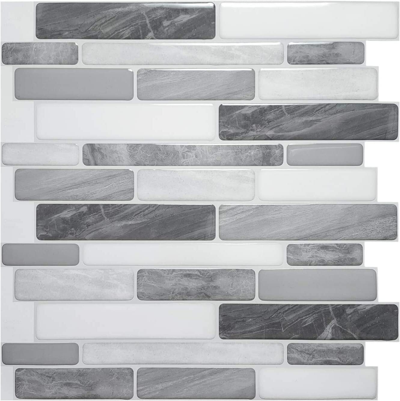 Art3d 10-Sheet Peel and Stick Backsplash for Kitchen, 12 x 12in. Marble Design