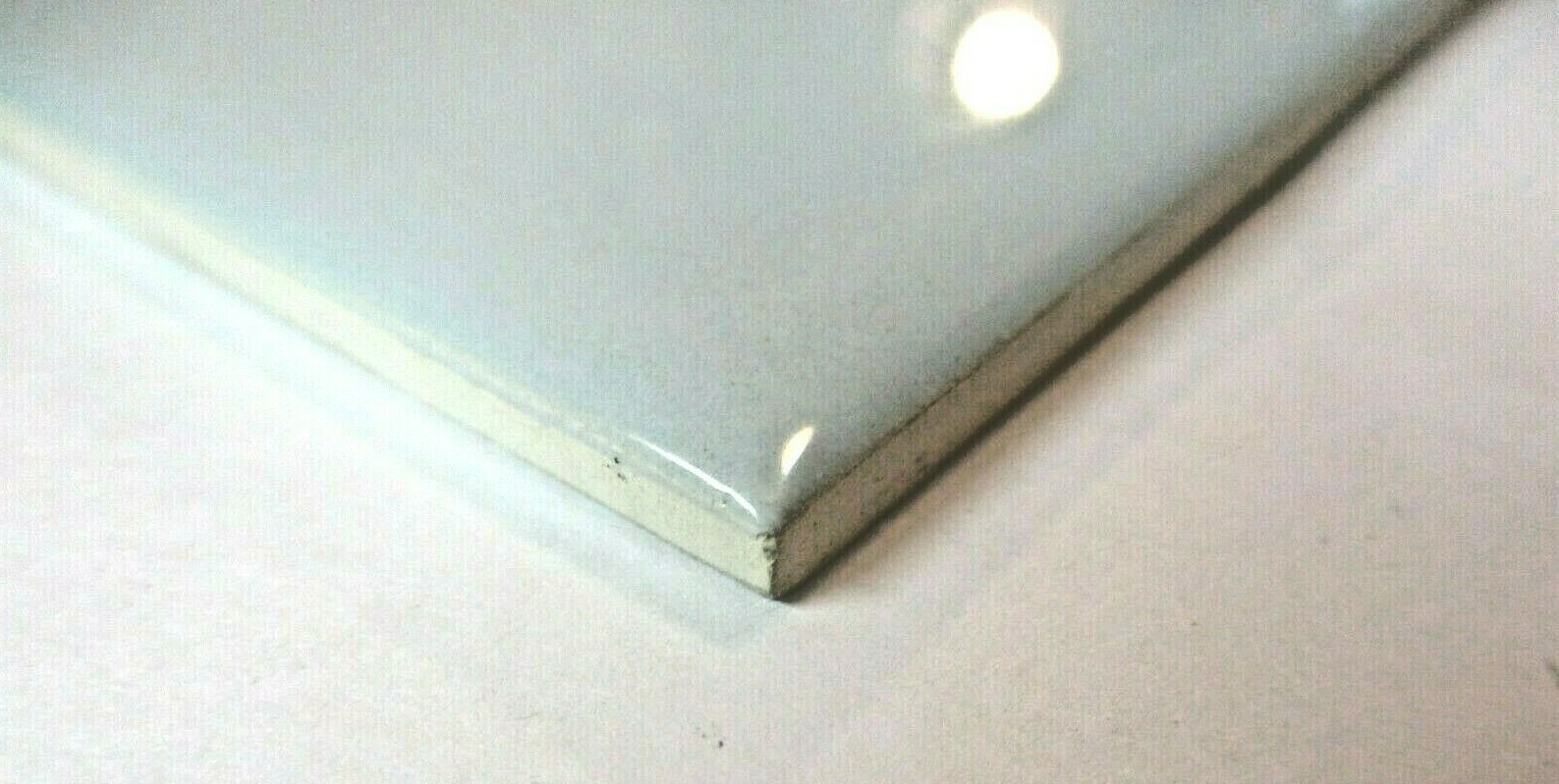 1 Wall Tile VB France 4-5/16″ Sq Pale Sky Blue Ceramic Field Corner Bullnose MCM