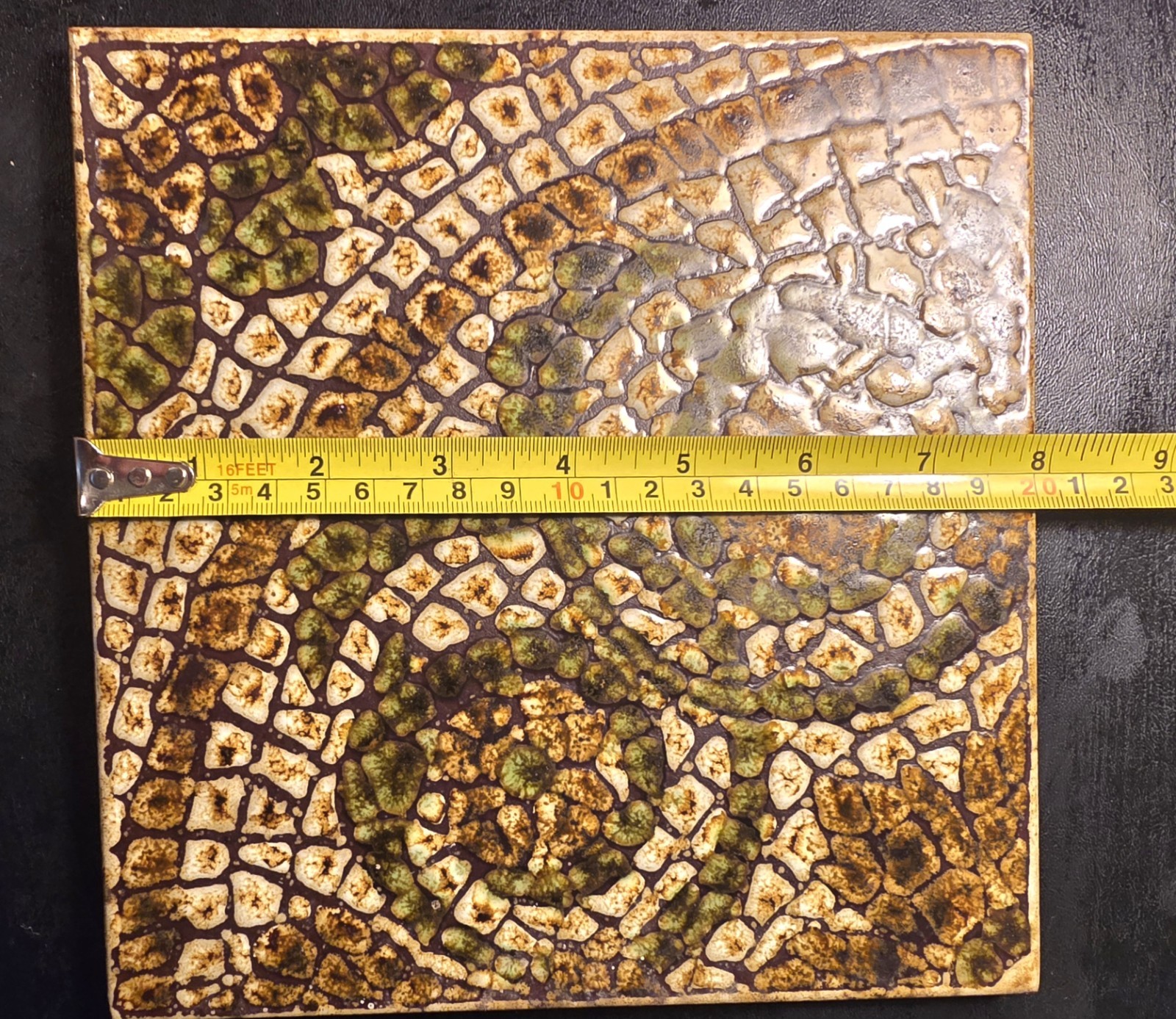 Vtg 1977 Clay Italian Floor Tiles Avocado Olive Green Mediterranean Mosaic Look.